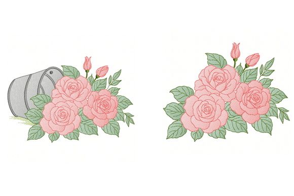 Rose Flower Embroidery Design Set 2